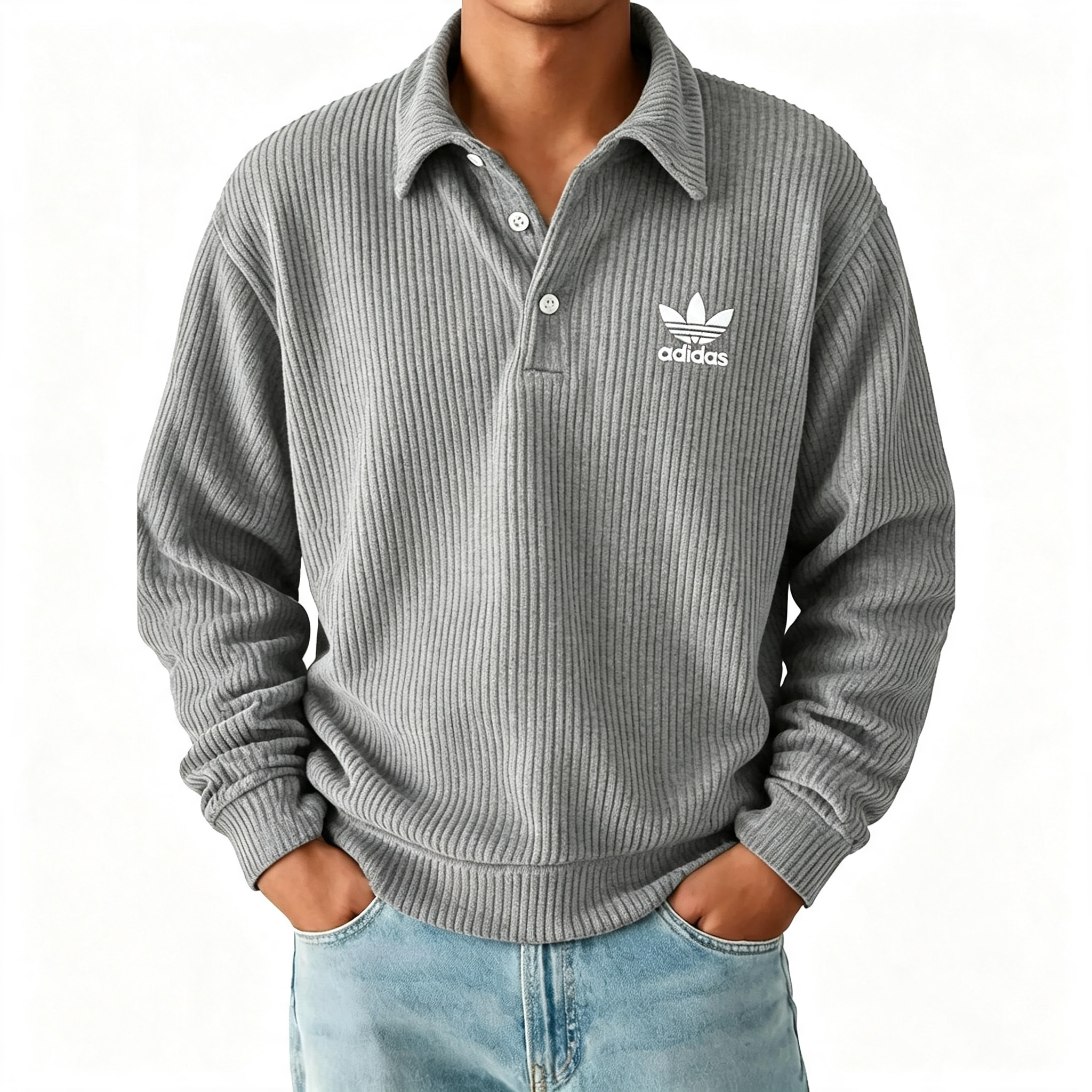 Ribbed Polo Pullover