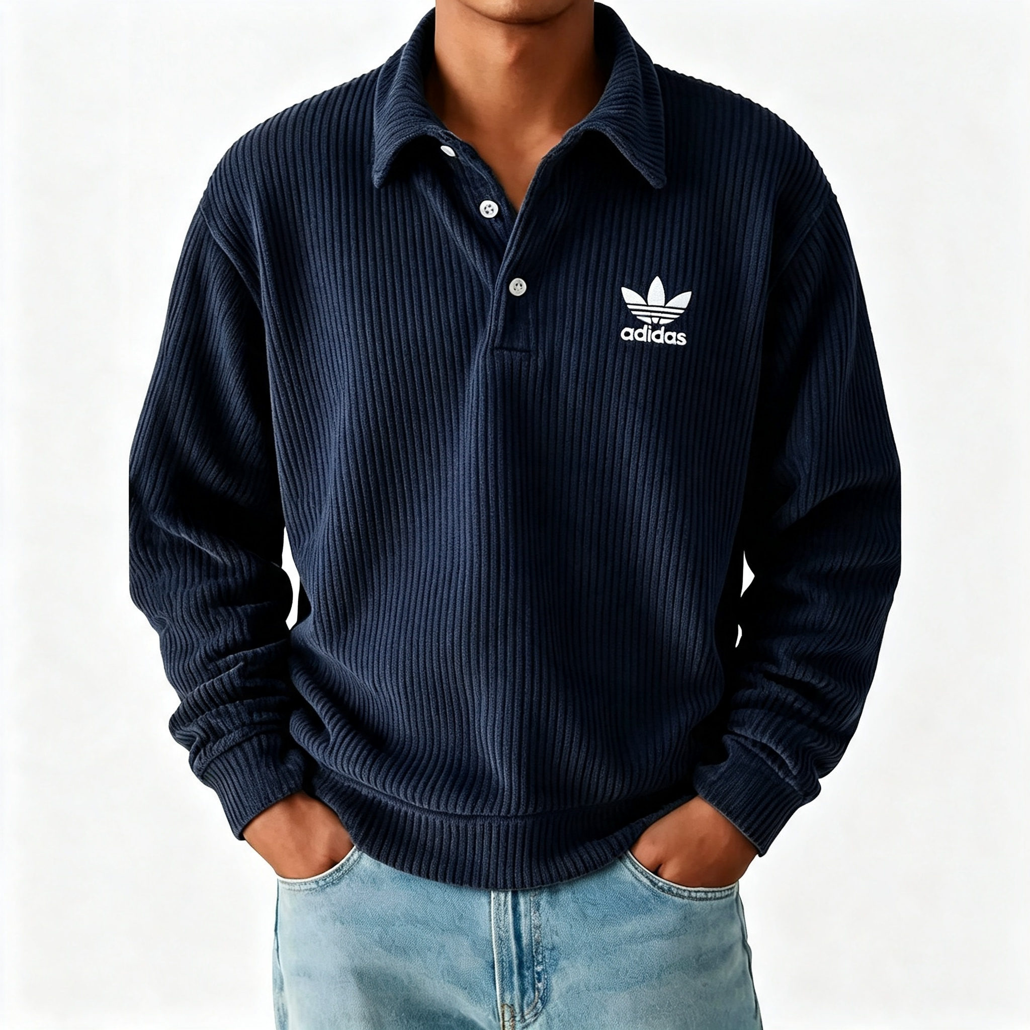 Ribbed Polo Pullover
