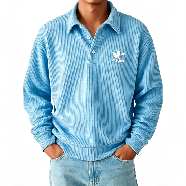 Ribbed Polo Pullover