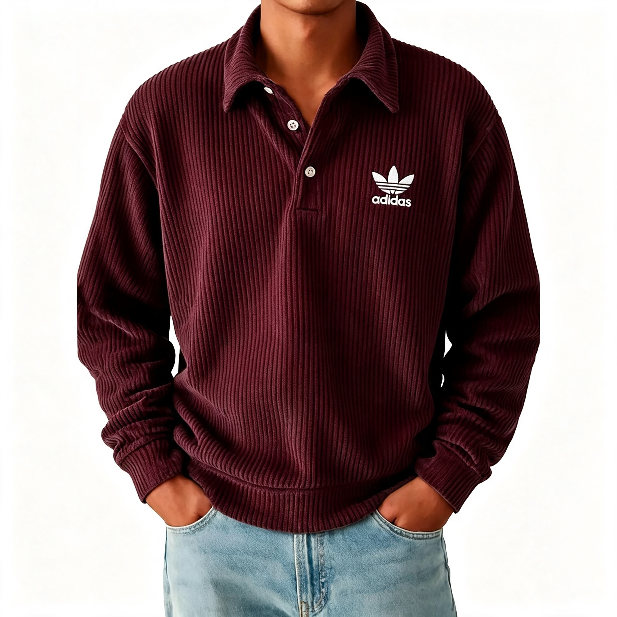 Ribbed Polo Pullover