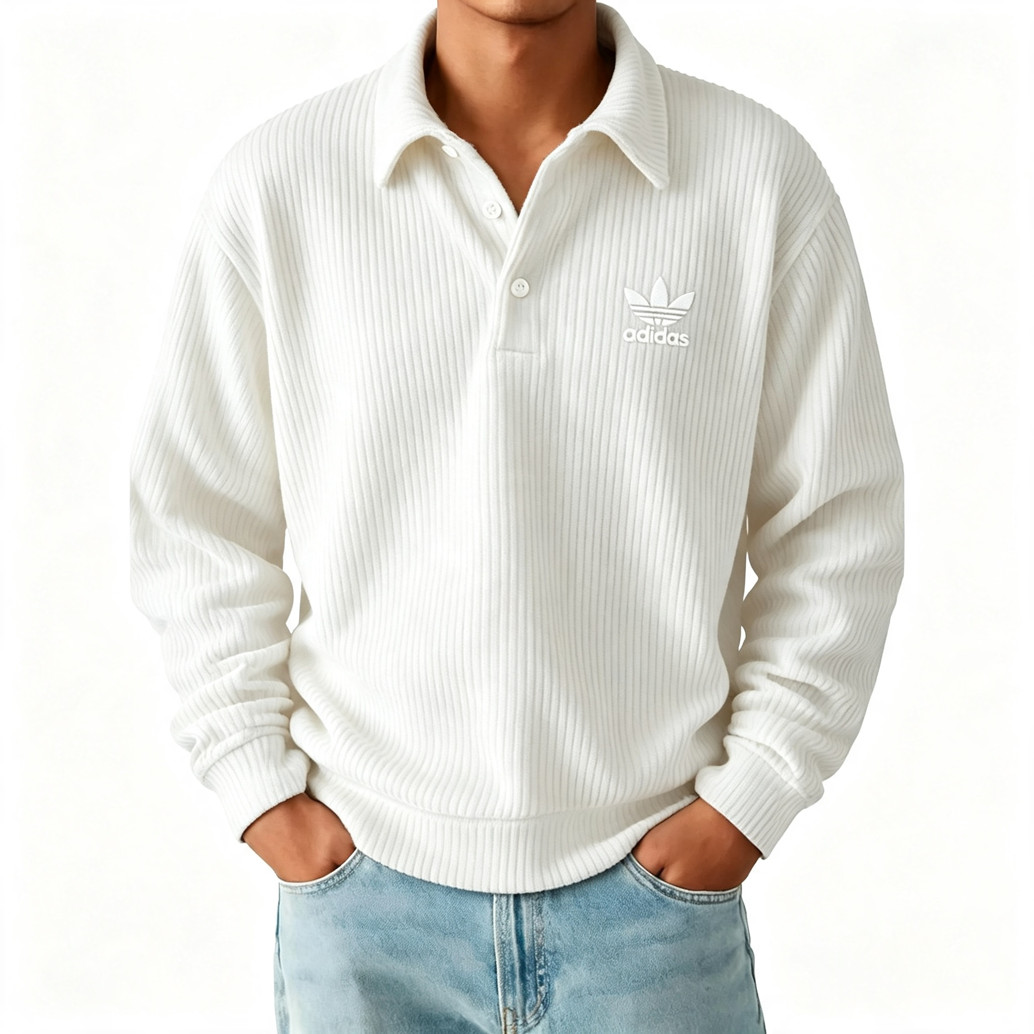 Ribbed Polo Pullover