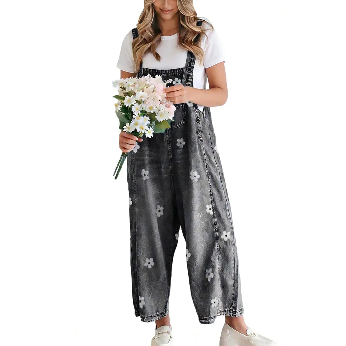 Azuria Everyday Floral Denim Overalls