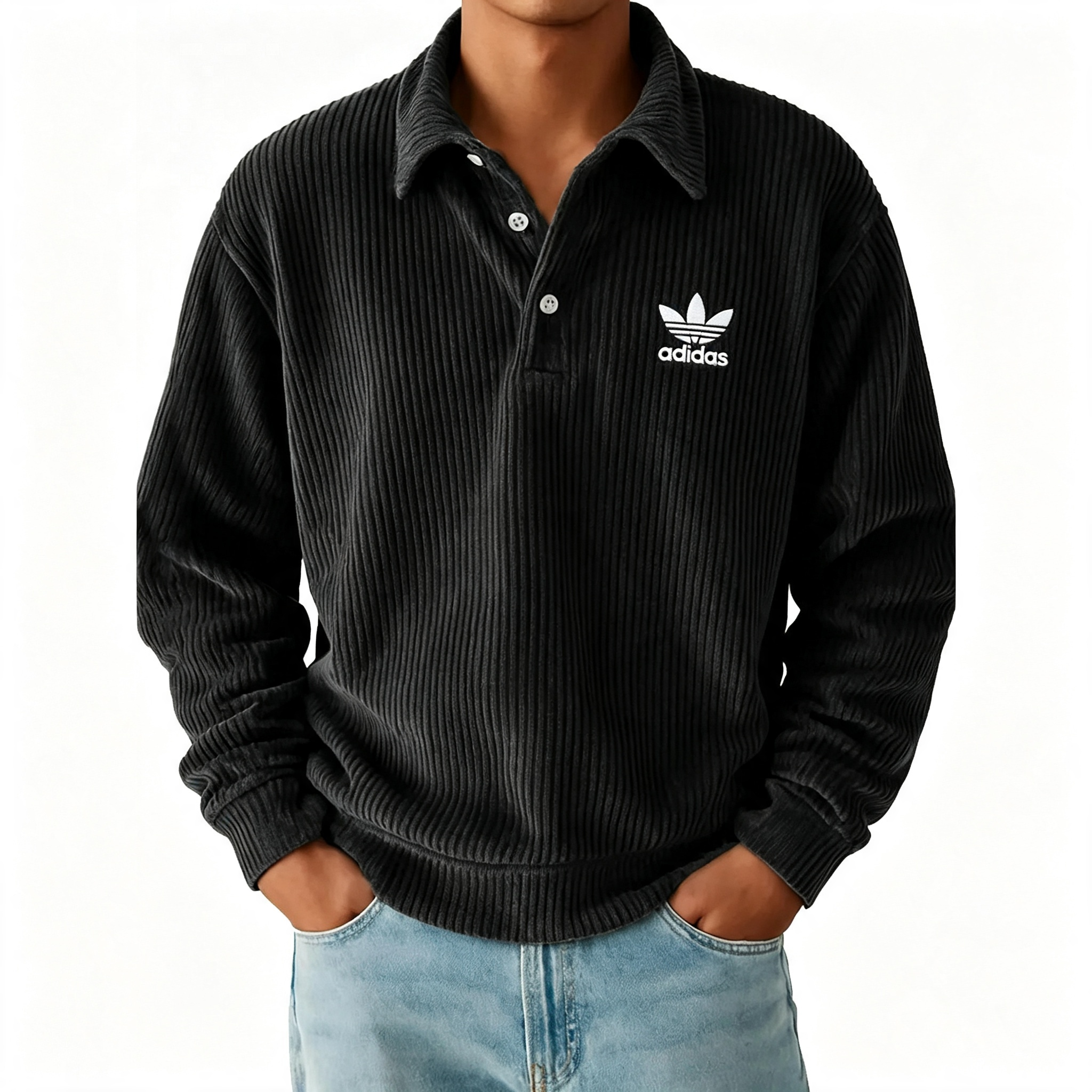 Ribbed Polo Pullover