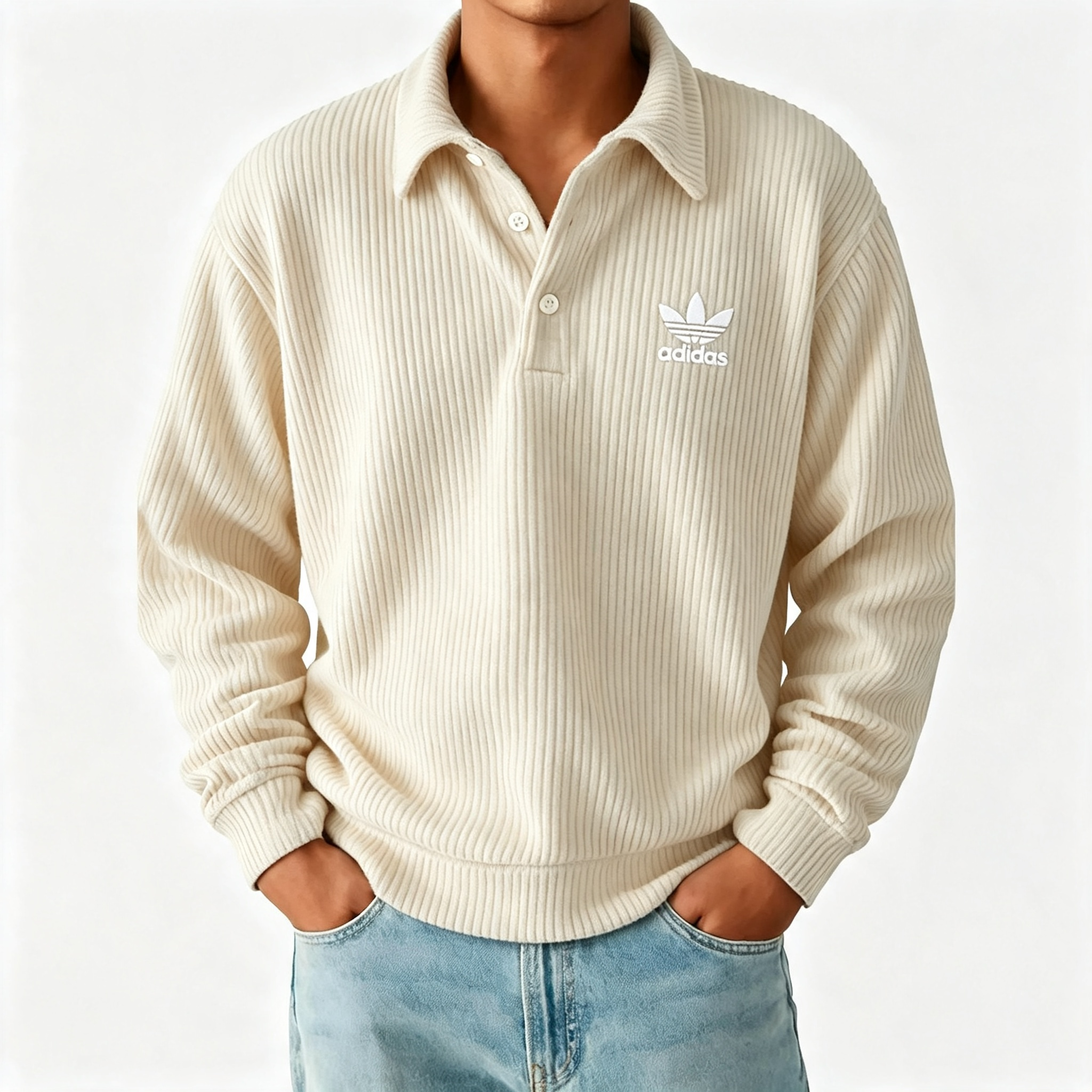 Ribbed Polo Pullover
