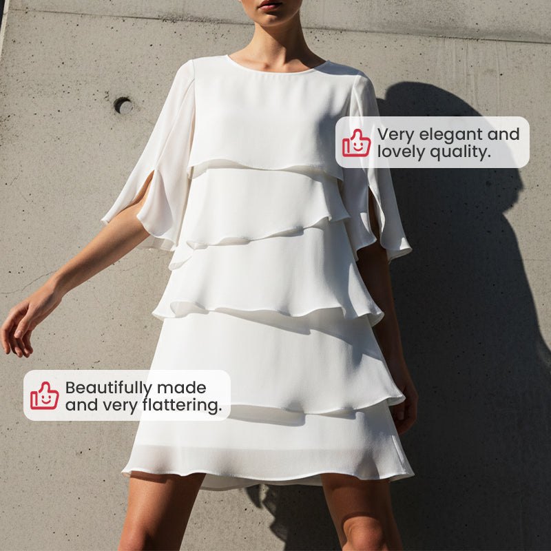 🌞Frühlingserwachen: 50% Rabatt!👗Elegantes Damenkleid mit Rüschenärmeln & Lagen-Design: Bequem, pflegeleicht & vielseitig für jeden Anlass